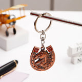 Copper Horse And Horseshoe Keychain