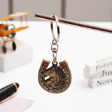 Gold Horse And Horseshoe Keychain