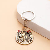 Gold Horse And Horseshoe Keychain