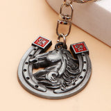 Black Horse And Horseshoe Keychain