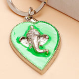 Green Enamel Ganesha Keychain