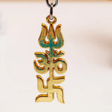 Gold Trishul Om Keychain