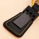 Black Leather Metal Keychain