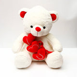 Cuddly Triple Hearts White Teddy Bear
