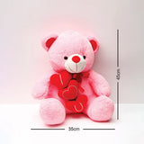 Cuddly Triple Hearts Pink Teddy Bear
