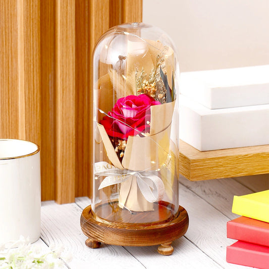 Eternal Rose Glass Dome - Preserved Flower Bell Jar