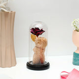 Purple Rose Teddy Bear LED Jar