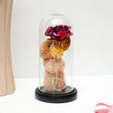 Purple Rose Teddy Bear LED Jar