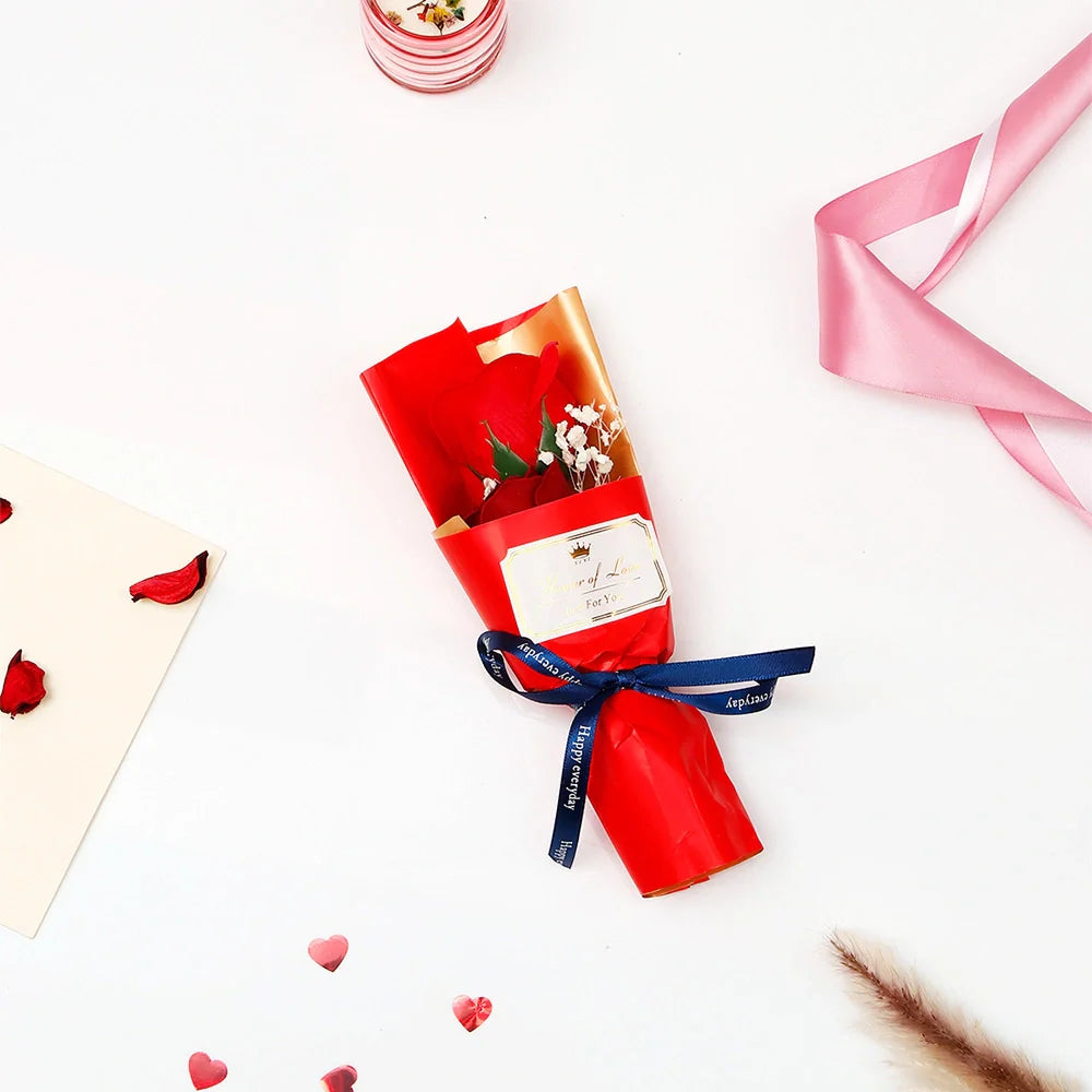 Crimson Love Single Rose Artificial Flower Bouquet