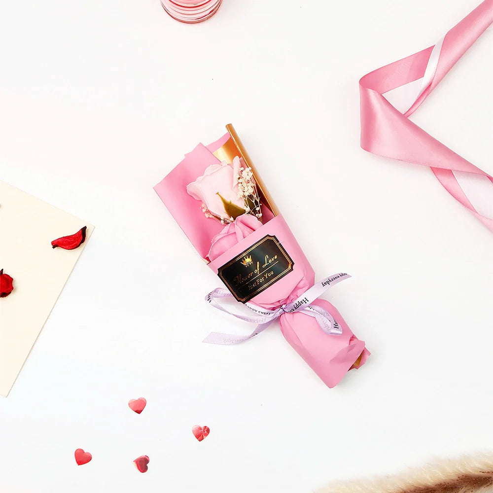 Rose Pink Love Single Rose Artificial Flower Bouquet