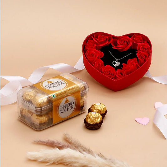 Red Heart Jewellery Box With Ferrero Rocher