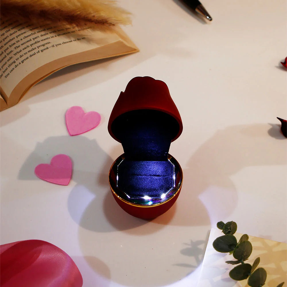 Light Up Be Mine Proposal Red Rose Ring Holder