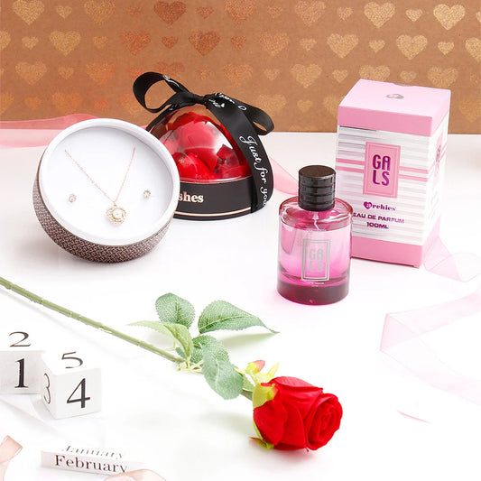 Archies Gals Perfume With Red Jewellery Box and Rose