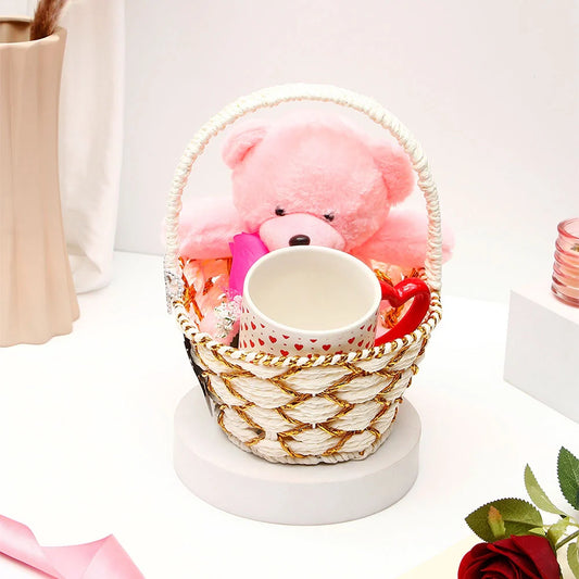 Pink Teddy Bear Hamper with Mug