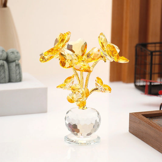 Archies Golden Yellow Crystal Multi-Bloom Figurine