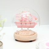 Pink Sailboat Glass Dome Decorative LED Light