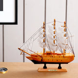 Natural Wood Sailing Ship Decorative Showpiece