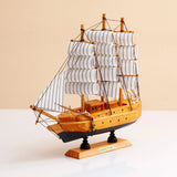Natural Wood Sailing Ship Decorative Showpiece