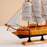 Natural Wood Sailing Ship Decorative Showpiece
