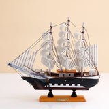Dark Brown & White Sailing Ship Decorative Showpiece