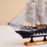 Dark Brown & White Sailing Ship Decorative Showpiece