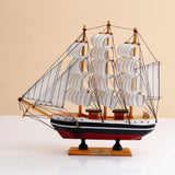 Red & Black Striped Sailing Ship Decorative Showpiece