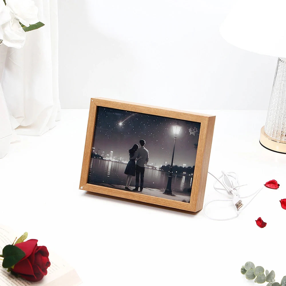 Twilight Love LED Wooden Shadow Box Frame