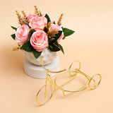 Pink Artificial Flower Pot In Golden Bicycle