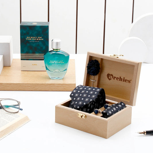 Black Tie Set With Ajmal Scent Of The Ocean
