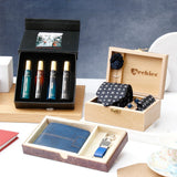 Black Tie Set With Blue Wallet Set And IKYK Perfume Set