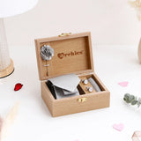 Premium Men's Tie Gift Set in Wooden Box - Silver