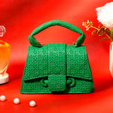 Green Star-Weave Textured Sling Bag