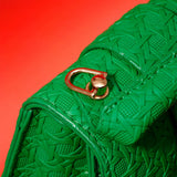 Green Star-Weave Textured Sling Bag