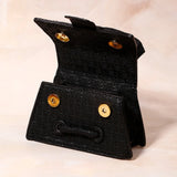 Black Star-Weave Textured Sling Bag