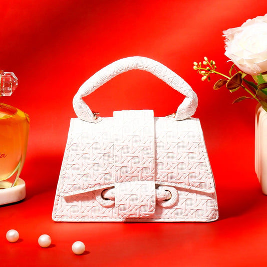 White Star-Weave Textured Sling Bag