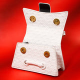 White Star-Weave Textured Sling Bag