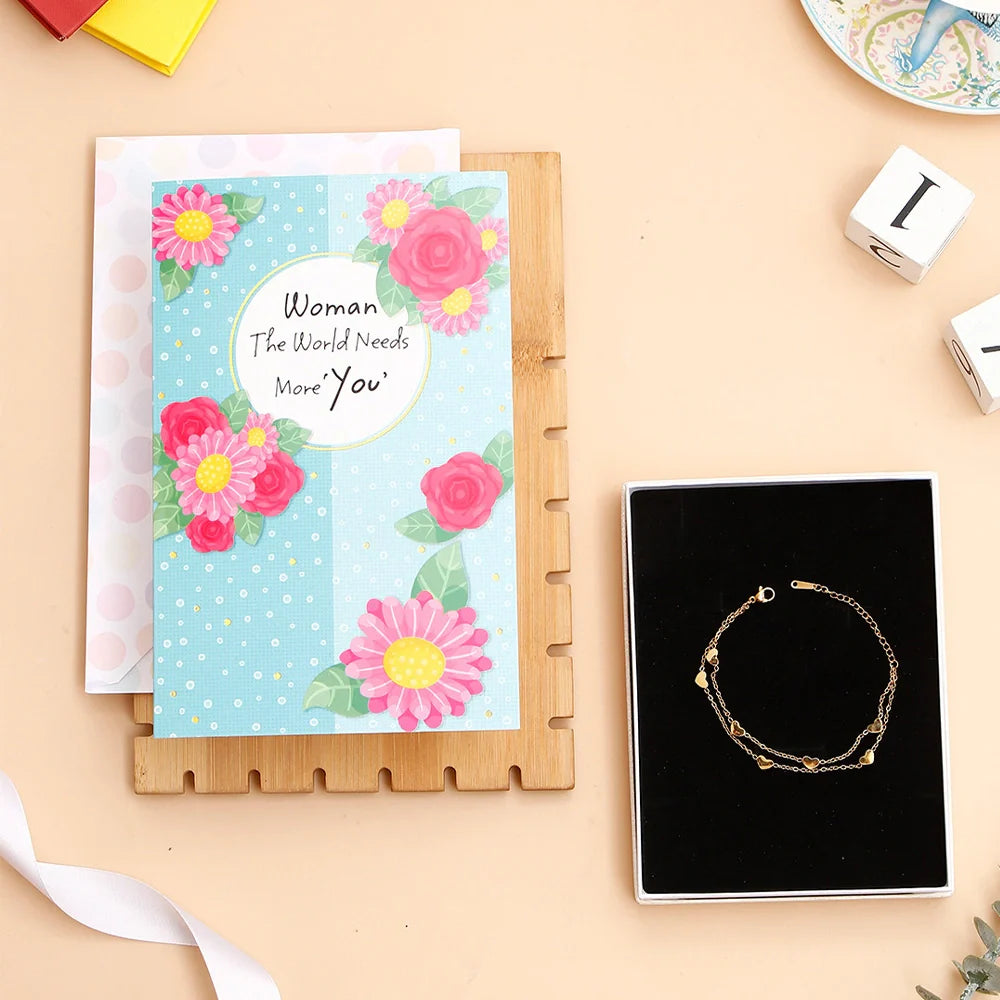 The World Needs You Women's Day Greeting Card With Bracelet