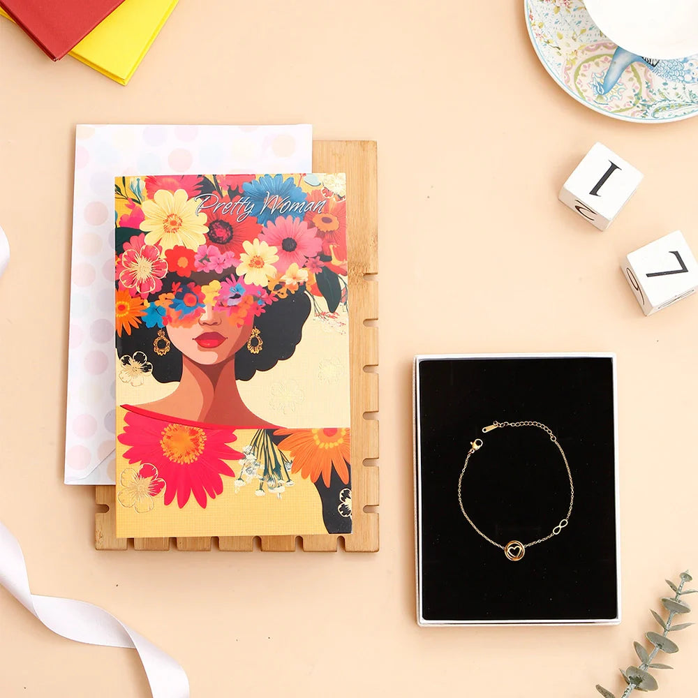 Pretty Women Women's Day Greeting Card With Bracelet