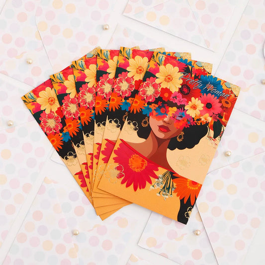 Pack Of 6 Pretty Women Women's Day Greeting Card
