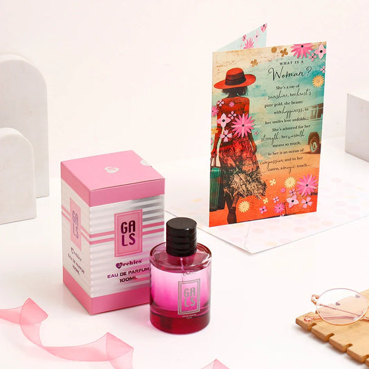 What Is A Women Women's Day Card With Gals Perfume