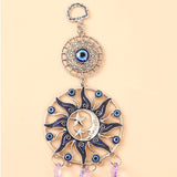 Sun Evil Eye Hanging With Rainbow Crystal Drops