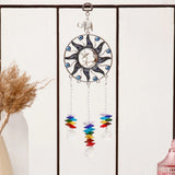 Elephant Sun Moon Evil Eye Hanging With Rainbow Crystal Drops