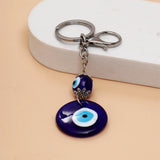 Royal Blue Round Evil Eye Keychain