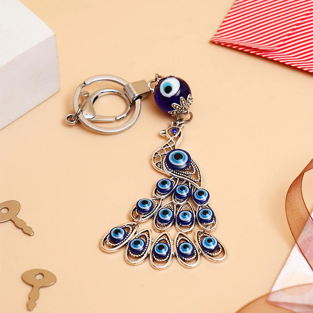 Peacock Evil Eye Keychain