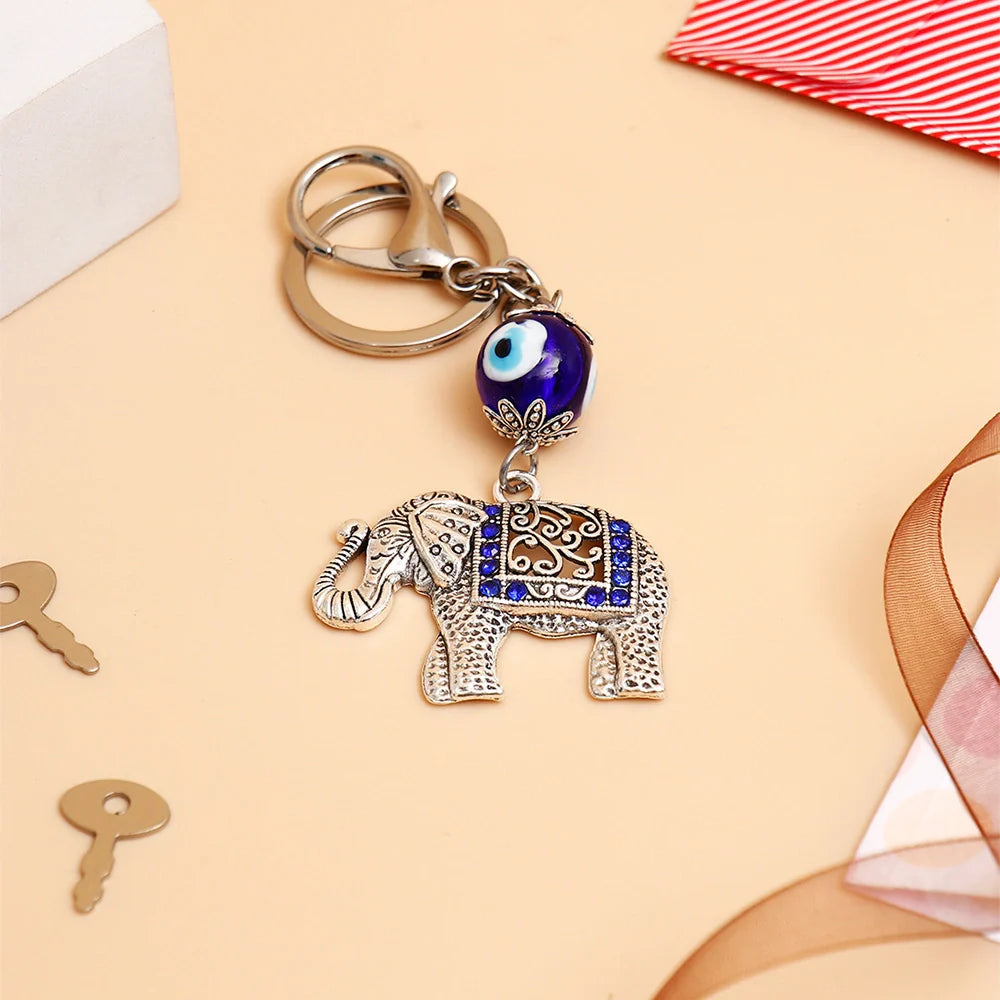 Elephant Evil Eye Keychain