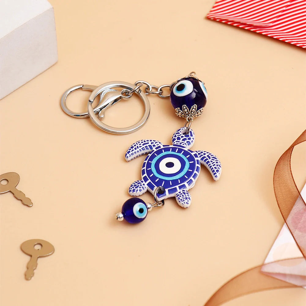 Turtle Evil Eye Keychain
