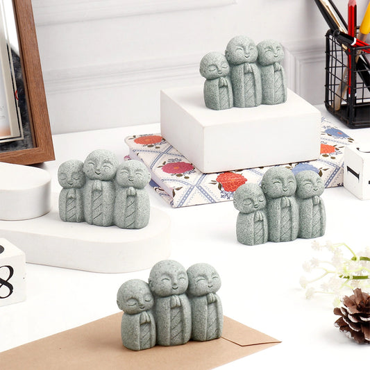 Jizo Monk Trio Set Of 4 Showpiece
