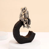 Couple on Crescent Moon Showpiece