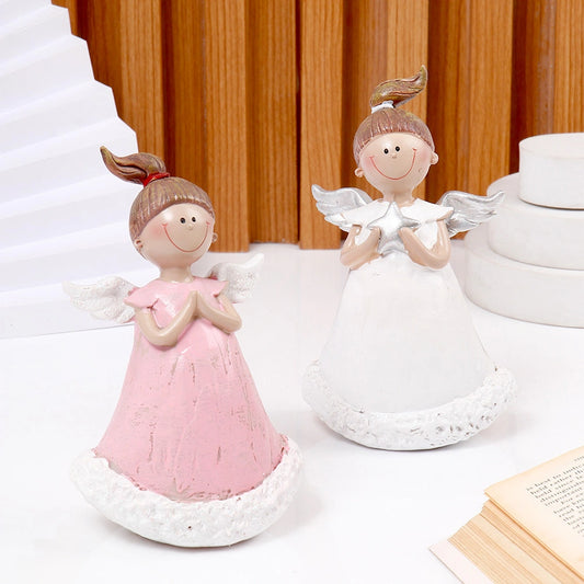 Pink Praying Bell Angel Showpiece