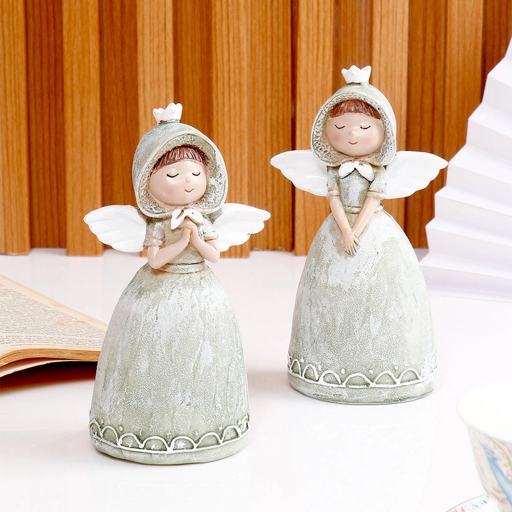 Green Hooded Serene Angel Showpiece